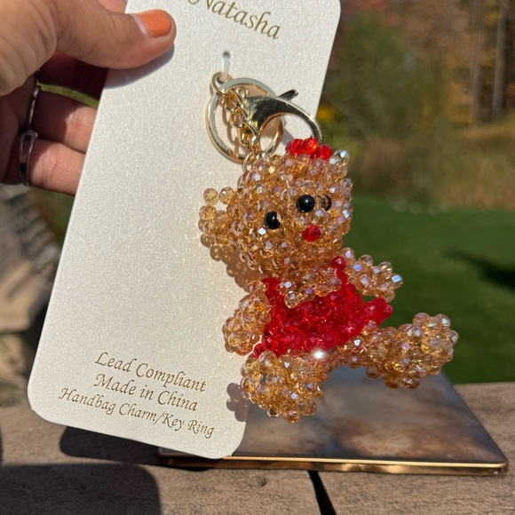 natasha Accessories - NWT! Crystal Teddy Bear Large Beaded High Quality Keychain